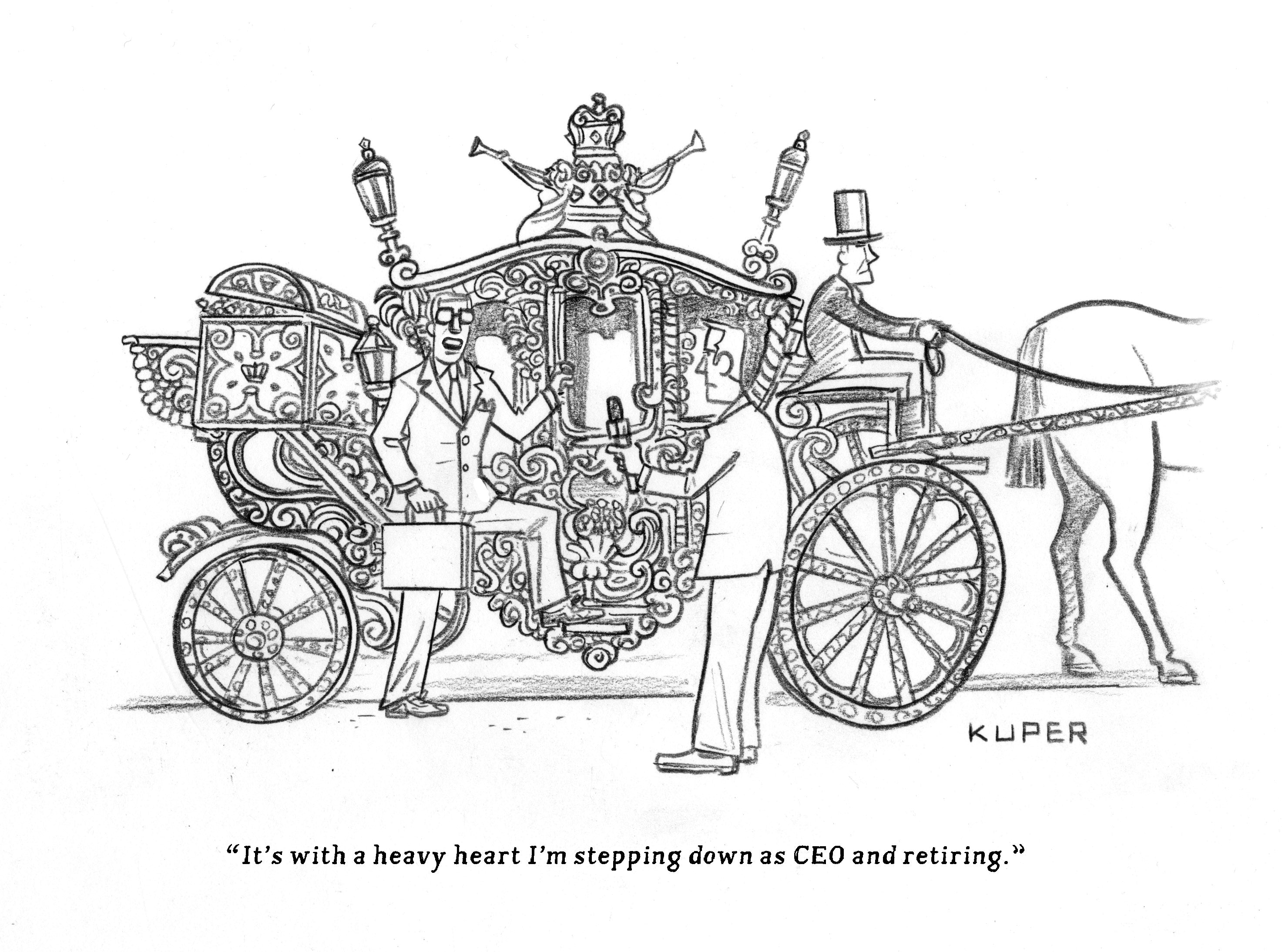 Ceo Steps Down Original And Unique New Yorker Magazine Cartoon Art Curated Cartoons 0094